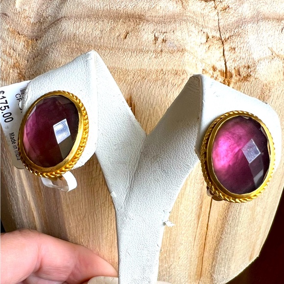 Julie Vos Verona Clip earrings - NWT! Gorgeous Bordeaux color! - Picture 2 of 11